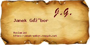 Janek Gábor névjegykártya